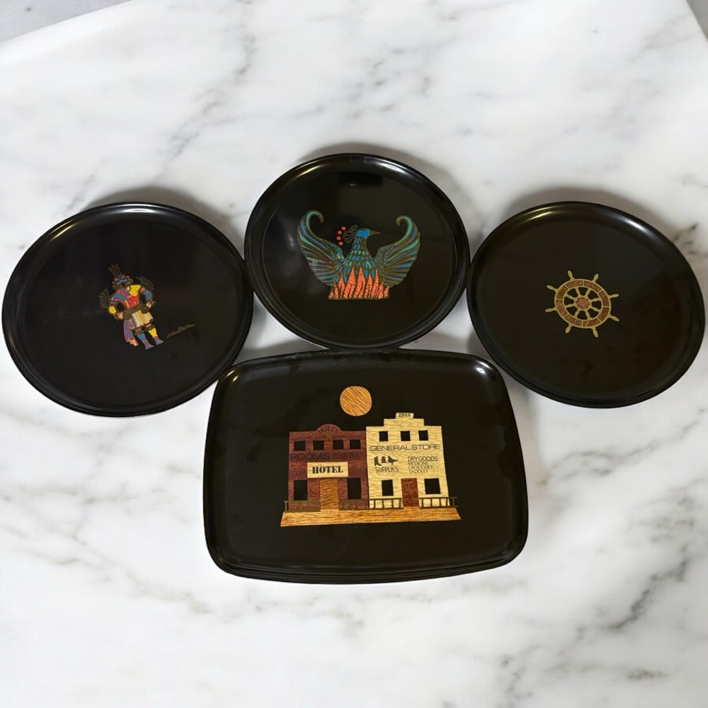 Couroc of Monterey Plates and Tray Lot of 4